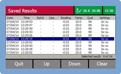 RFM300-M Saved Results Screen